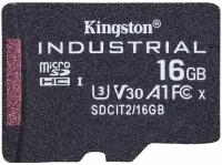 Промышленная карта памяти MicroSDHC 16Gb Kingston SDCIT2/16GBSP сlass 10 UHS-I U3 V30 A1 TLC в режиме pSLC