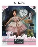 Кукла ABtoys Emily Розовая серия (брюнетка) с олененком и аксессуарами, 30см WJ-12654