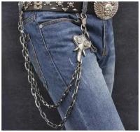 Цепь на джинсы. Цепь с шипами. Цепь стальная. Цепь на брюки. Wallet chain. Rock chain. Байкер