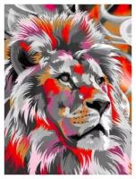 Картина по номерам "Две картинки" "Paintboy" Цветной портрет льва