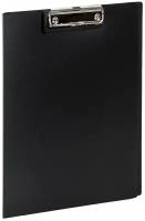 Папка-планшет STAFF, А4 (310х230 мм), с прижимом и крышкой, пластик, черная, 0,5 мм, 229221