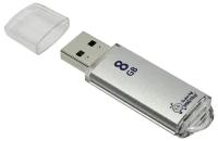 Память Smart Buy "V-Cut" 8GB, USB 2.0 Flash Drive, серебристый (металл. корпус )