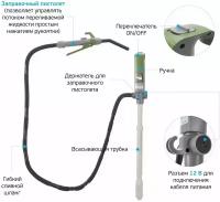 Насос SP-2050EP электрический с Li-ion батареей 2850 mAh 3,7V для перекачки топлива с заправочным пистолетом (мини насос для бензина, дизельного топлива солярки дизтоплива гсм воды жидкости керосина)