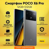 Смартфон POCO X6 Pro 5G 12GB+512GB Grey