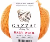 Пряжа Gazzal Baby Wool оранжевый (837), 40%шерсть мериноса/20%кашемирПА/40%акрил, 175м, 50г, 1шт