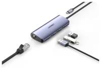 USB-концентратор UGreen CM252, разъемов: 3, 15 см, серый