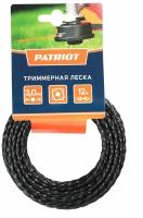 Леска для триммера Patriot D 3,0 мм L 12 м (скрученный квадрат, черный) 300-12-5, картонный подвес