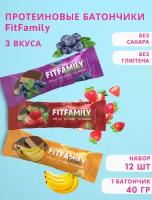 Протеиновые батончики FIT Family ассорти 12 шт