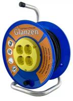 Удлинитель силовой на катушке GLANZEN 4 гн. ПВС 2х0,75 40м арт. EB-40-014