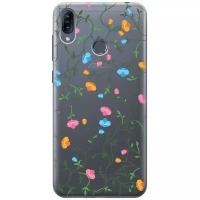 Ультратонкий силиконовый чехол-накладка Transparent для Asus Zenfone Max (M2) ZB633KL с 3D принтом "Сurly Flowers"