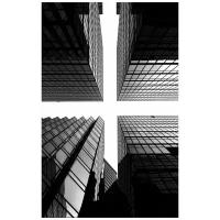 Постер на холсте Небоскребы вид снизу (Skyscrapers view from below) 30см. x 47см