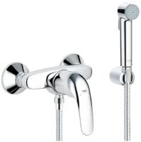 Гигиенический душ со смесителем Grohe Euroeco Trigger Spray с гибким металлическим шлангом 125 см., хром