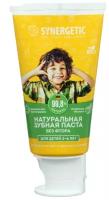 Детская зубная паста SYNERGETIC от 3 до 6 лет, без красителей и ароматизаторов, желтая, 50г