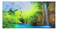 Часы-картина настенные, серия: Природа, "Лесной водопад", 40 х 76 см