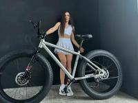 Велосипед фэтбайк Fatbike Timetry TT109/9s 26" алюминиевая рама 19" Гидравлический тормоз, серебро модель 2024