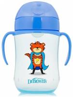 Чашка-непроливайка DR.BROWNS с мягким носиком, ручками и откидывающейся крышкой, 9+ месяцев, 270 мл супергерой (синий)