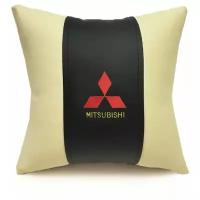 Подушка декоративная Auto Premium "MITSUBISHI", цвет: черный, бежевый