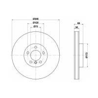 BEHR-HELLA Диск тормозной первент L 348x36mm 5 отв (черный)