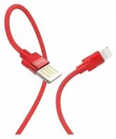 Кабель USB - Lightning (для iPhone) Hoco U55 (оплетка нейлон, 1.2 м.) красный