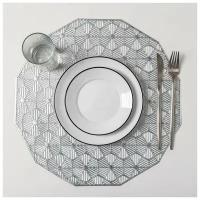 Набор салфеток для стола Доляна кухонные, "Гипноз", 4 шт, D 38 см, цвет серебро (6846316)