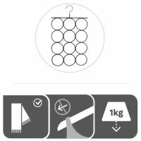 Вешалка органайзер для шарфов 25.5x42.5x0.5 см металл/ПВХ цвет чёрный