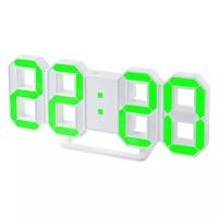 Часы-будильник Perfeo LUMINOUS, белый корпус / зелёная подсветка