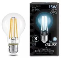 Лампа Gauss Filament А60 15W 1450lm 4100К Е27 LED 102902215