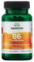 Капсулы SWANSON B6 Pyridoxine, 0.2 г, 100 мг, 100 шт