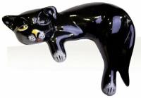 Фигурка Кошка на полку Соня 19 см чёрная глянцевая