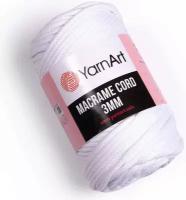 Пряжа YarnArt Macrame cord 3mm белый (751), 60%хлопок/40%полиэстер/вискоза, 85м, 250г, 1шт