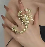 Кольцо на два пальца Скорпион золотой