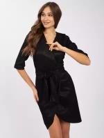 Платье женское на запах REL с поясом праздничное блестящее (черный) 44