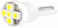 Лампа светодиод 12V Т10(W5W) SKYWAY 5 SMD без цок, белая,1-конт. (S08201123)