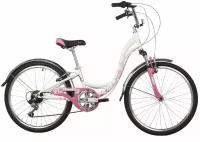 Велосипед NOVATRACK 24", BUTTERFLY, сталь. рама 11", белый-розовый, 6-скор, TY21/RS35/SG-6SI, V-brake