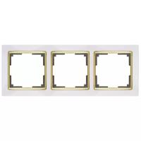 WL03-Frame-03-white-GD/ Рамка на 3 поста (белый/золото) Snabb Werkel