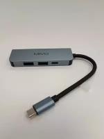 USB HUB Разветвитель 4-in-1 Multifunctional Type-C Adapter Type-C to PDх1+ USB3.0х1+ USB2.0х1+ HDMIх1 Mivo MH-4012