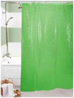 Штора для ванной комнаты/ Занавеска в ванную/ штора для душа с кольцами FASHUN A8753, 180х200 см зеленая 3D