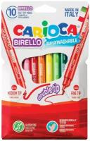 Фломастеры двухсторонние CARIOCA (Италия) "Birello", 10 цветов, 2 пишущих узла 2,5 и 5 мм, суперсмываемые