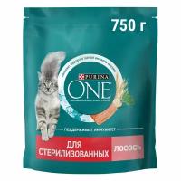 Сухой корм Purina ONE® полнорационный для стерилизованных кошек и кастрированных котов, с высоким содержанием лосося, 750 г