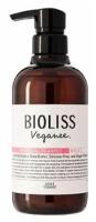 KOSE Шампунь для волос Bioliss Veganee увлажняющий с натуральными маслами, аромат розы и черной смородины, диспенсер с дозатором 480 мл