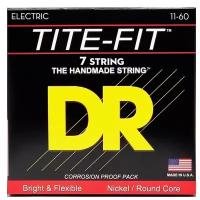 Струны для 7-струнной электрогитары DR Strings Tite-Fit EH7-11 11-60, комплект из 7 струн, сталь никелированная