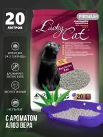 Наполнитель для кошачьего туалета Lucky Cat комкующийся с ароматом Алоэ вера 20л Лаки Кэт туалет для кошек