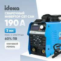 Сварочный аппарат инверторный / сварочный инвертор CET САИ-190A с дисплеем и плечевым ремнем, электрод до 3 мм, 60% ПВ