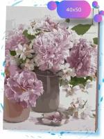 Картина по номерам "Розовые пионы" (40х50 см) на холсте на подрамнике