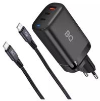 Сетевое зарядное устройство BQ charger 65W3A01 /3 порта 2 x Type-C + USB + кабель/черный