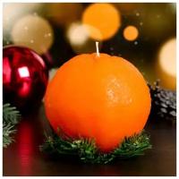 Свеча декоративная "Новогодний апельсин", крупный, 8,5х8,5х8,5 см 769794