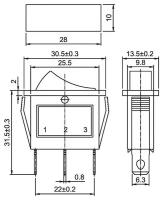 Выключатель клавишный 250В 15А (3с) ON-OFF RWB-404 SC-791 IRS-101-1C желт. с подсветкой Rexant 36-2212