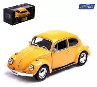 Машина металлическая ТероПром 7152973 VOLKSWAGEN BEETLE 1967, 1:32, открываются двери, инерция, цвет жёлтый