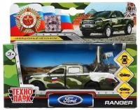 Машина Технопарк металл, Ford ranger, 12 см, двери, багажник, инерция, солдат 4,5 см