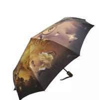 Зонт женский полуавтомат антиветер складной коричневый